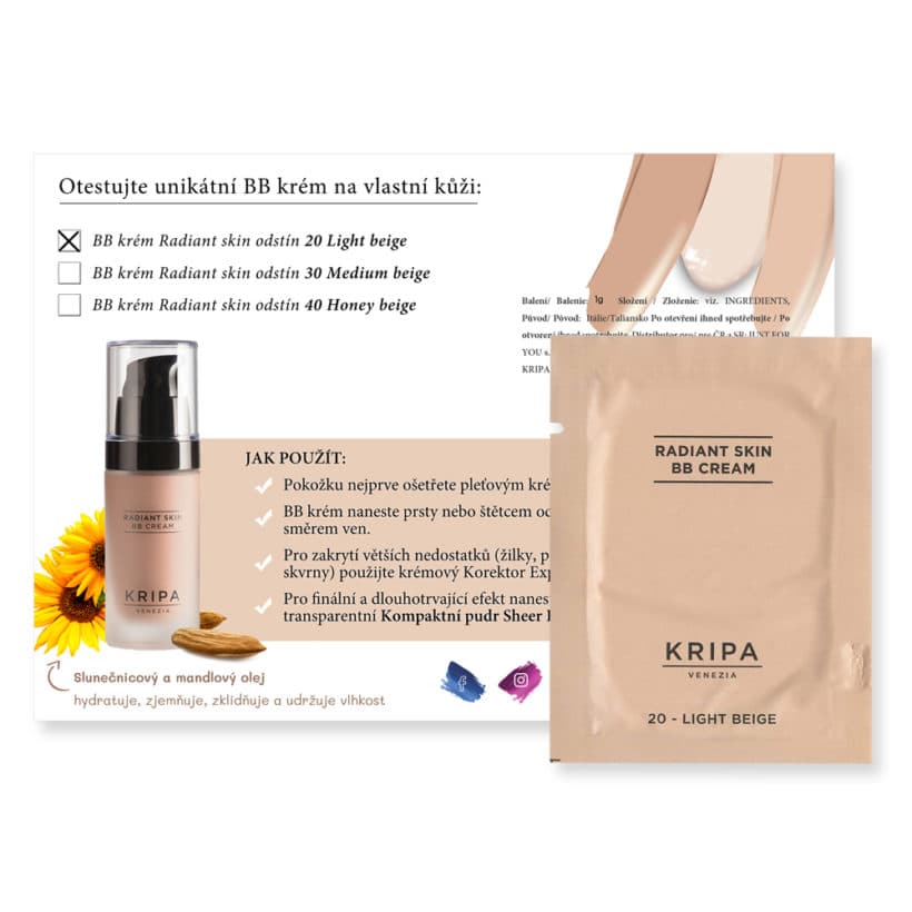KRIPA Venezia Vzorek: BB krém Radiant skin NEW Light beige 1g