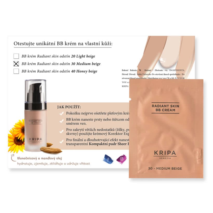 KRIPA Venezia BB krém Medium beige - sáček 1g