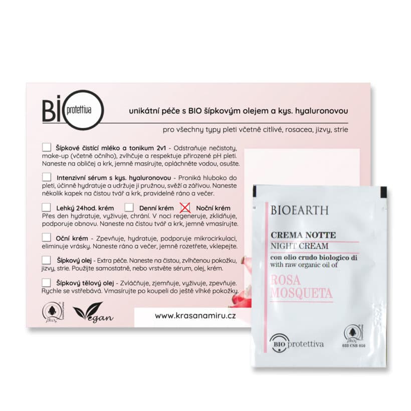 BIOEARTH Vzorek BIOPROTETTIVA: Šípkový noční krém 1ml
