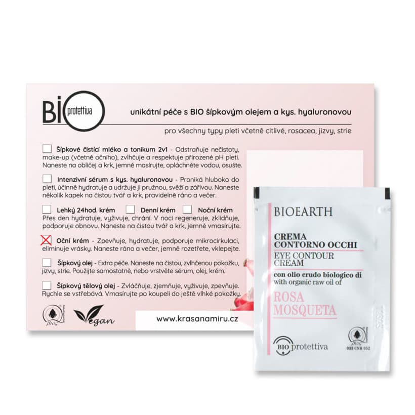 BIOEARTH Vzorek BIOPROTETTIVA: Šípkový oční krém 1ml
