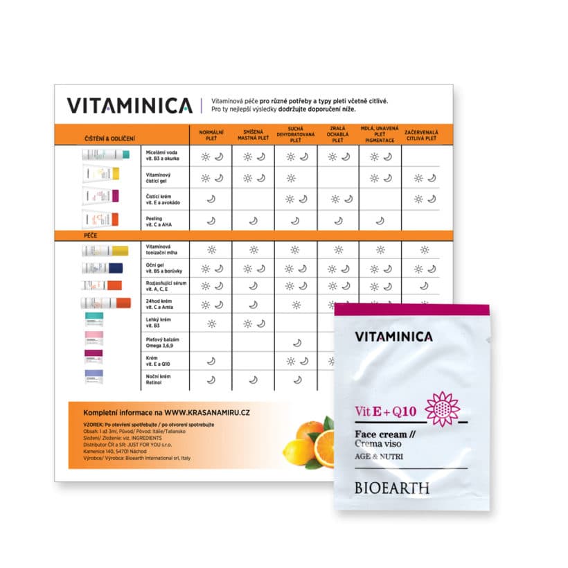 BIOEARTH Vzorek: Krém s vitamínem E + Q10 3ml