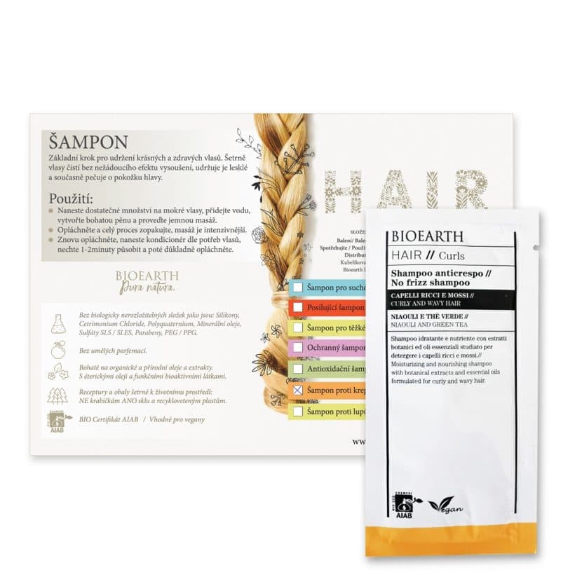 BIOEARTH Vzorek: Šampon proti krepatění, kudrnaté vlasy 12ml