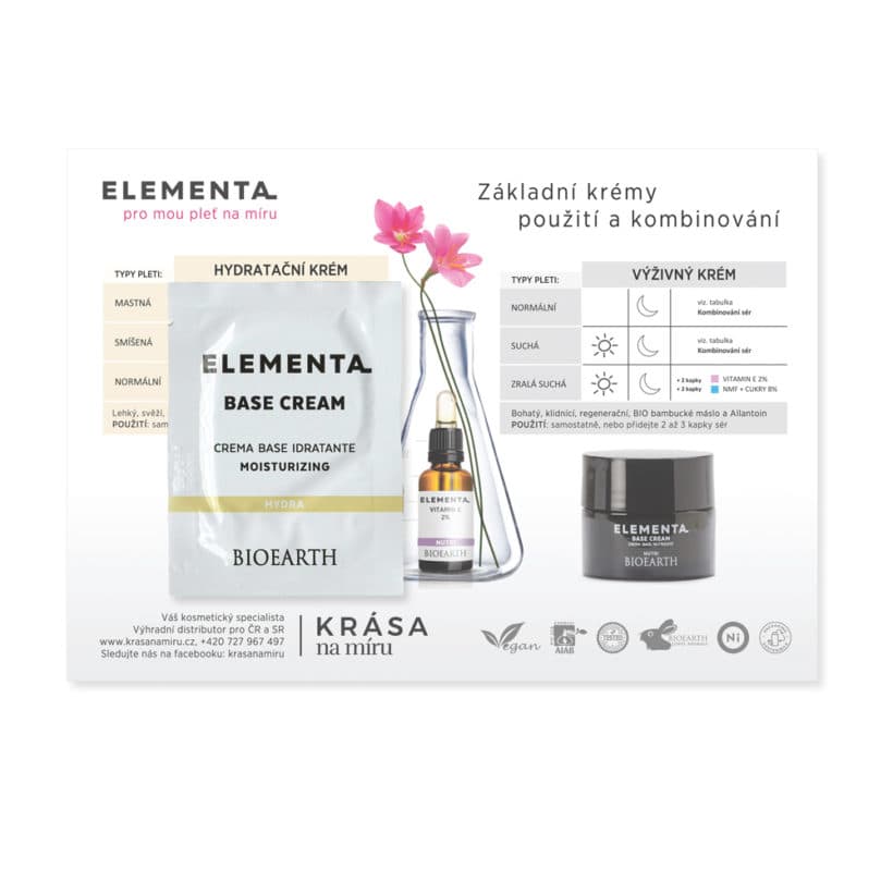 BIOEARTH Vzorek: Základní hydratační krém Elementa 1g