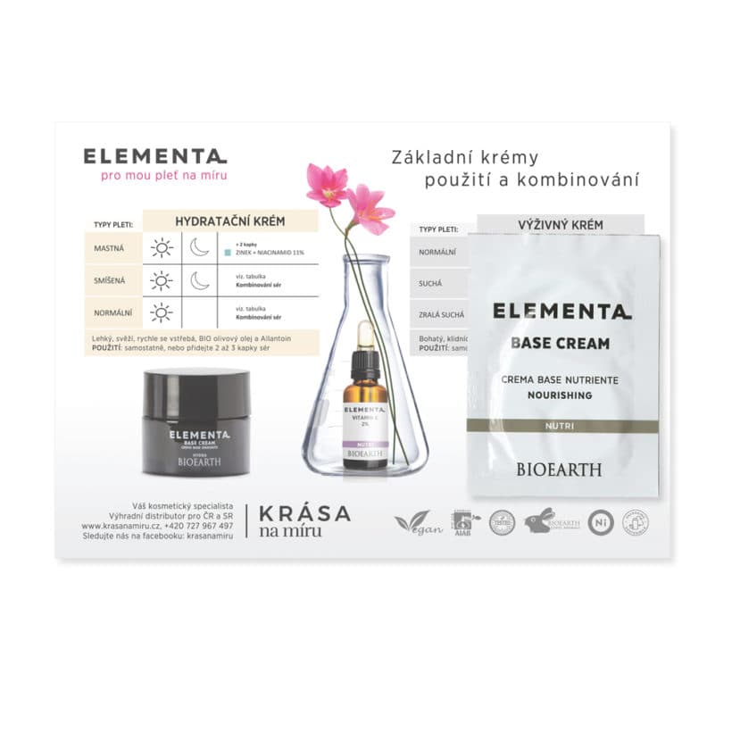 BIOEARTH Vzorek: Základní výživný krém Elementa 1g