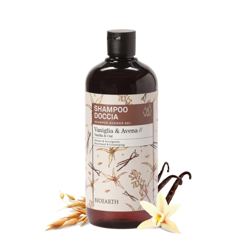 BIOEARTH Sprchový gel & šampon: vanilka a oves 500ml
